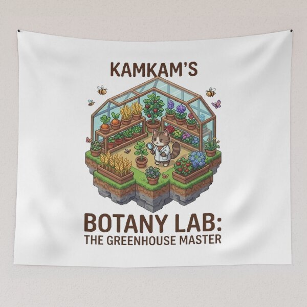 Item preview, Kamkam's Botany Lab: The Greenhouse Master Pixel Art - Cute Cat Botanist Design designed and sold by PetalsPaws.