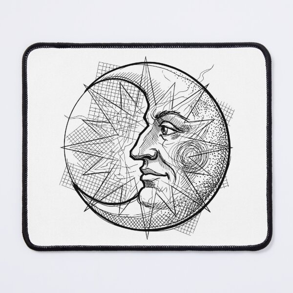 Item preview, Celestial Moon Talisman Medallion: Geometric Astrological Ink Art designed and sold by FreiherrPK.