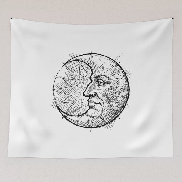 Item preview, Celestial Moon Talisman Medallion: Geometric Astrological Ink Art designed and sold by FreiherrPK.