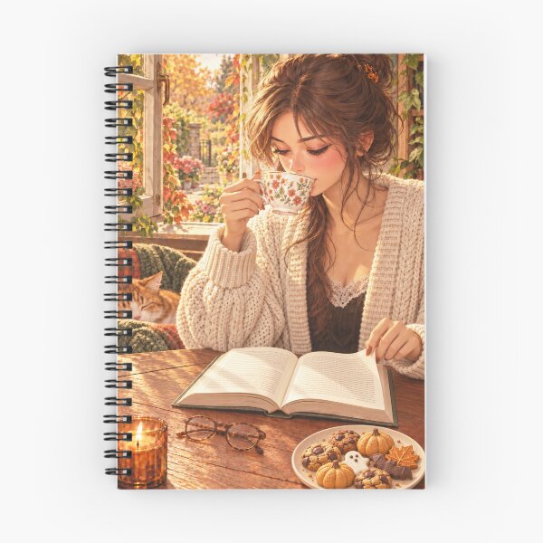Item preview, Cozy Autumn Reading Girl with Tea and Cat designed and sold by DudasAmiles.