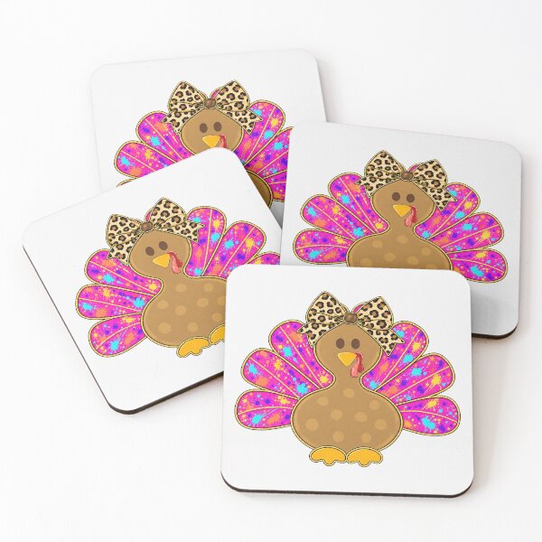 Item preview, Cute Girl Turkey With Leopard Bow And Pink Paint Splatter Thanksgiving designed and sold by DYALEEZ-XCR.