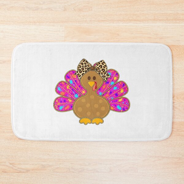 Item preview, Cute Girl Turkey With Leopard Bow And Pink Paint Splatter Thanksgiving designed and sold by DYALEEZ-XCR.