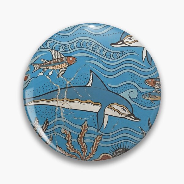 Item preview, Minoan Dolphin Fresco: Ancient Knossos Marine Aegean Wall Art designed and sold by FreiherrPK.