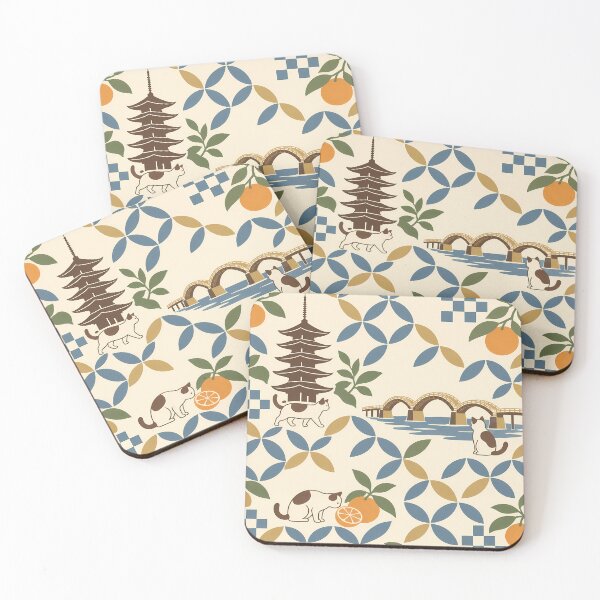 Item preview, Yamaguchi Cats Japanese Shippo Pattern designed and sold by DAYAMA Japan.