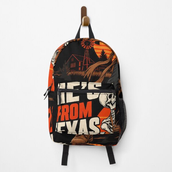 Item preview, Hes From Texas I Can Tell Skeleton Chainsaw Horror designed and sold by DaveBevitt.