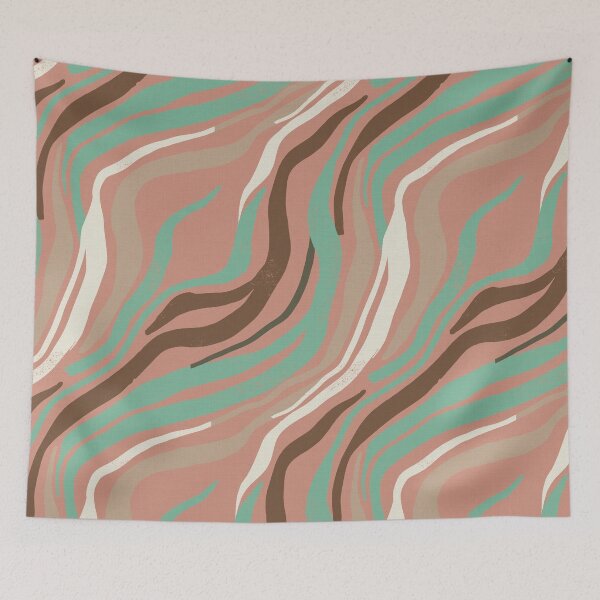 Item preview, Organic Waves and Abstract Lines in Terracotta and Turquoise designed and sold by Pattique.