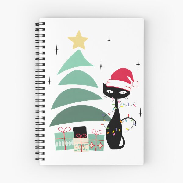 Item preview, Retro Mid Century Atomic Style Christmas Tree with Cat Illustration designed and sold by Yobconcept.