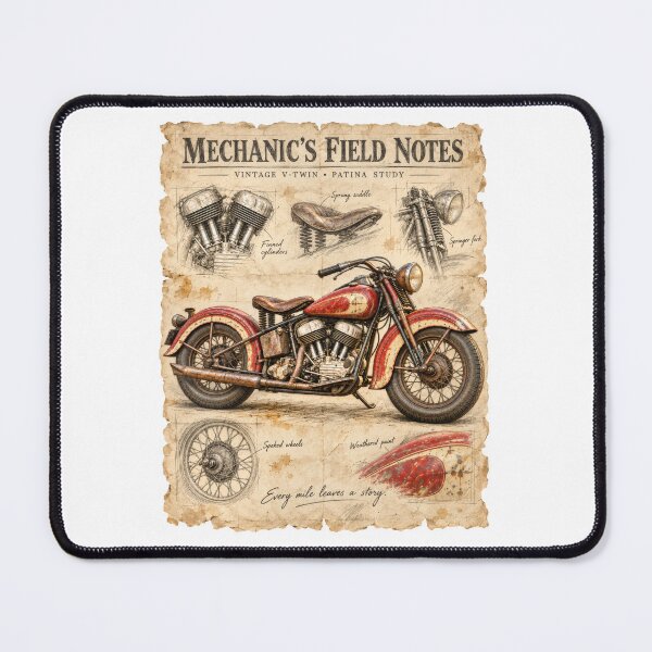 Item preview, Vintage Motorcycle Mechanic’s Field Notes — Every Mile Leaves a Story designed and sold by Russell Thorne.