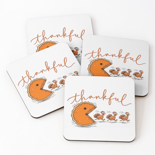 Item preview, Thankful Pumpkin Pie Pacman Chasing Turkeys Retro Thanksgiving designed and sold by DYALEEZ-XCR.