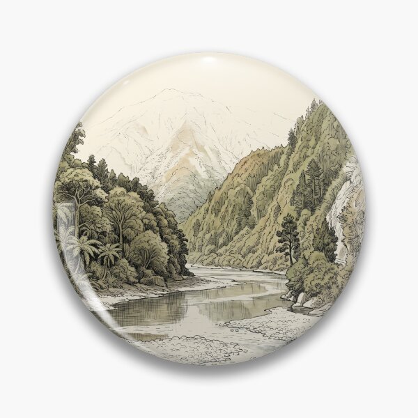 Item preview, New Zealand Fiordland Alpine Valley: Vintage Southern Alps Etching Art Print designed and sold by FreiherrPK.