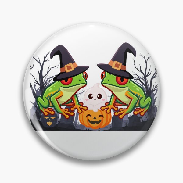 Item preview, Halloween Witch Frogs – Cute Spooky Frog Duo with Pumpkin designed and sold by Palette _Vibes.