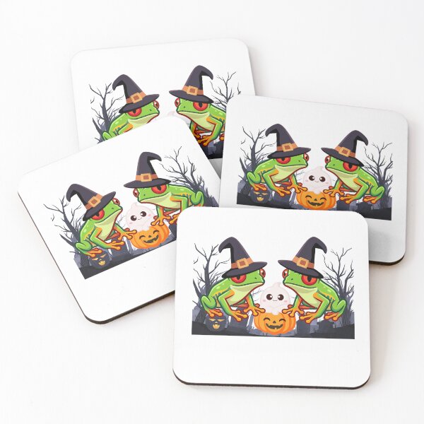 Item preview, Halloween Witch Frogs – Cute Spooky Frog Duo with Pumpkin designed and sold by Palette _Vibes.
