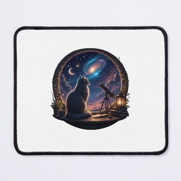 Item preview, Cat Gazing at Cosmic Galaxy Window Art designed and sold by OlyvieArt.