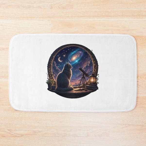 Item preview, Cat Gazing at Cosmic Galaxy Window Art designed and sold by OlyvieArt.