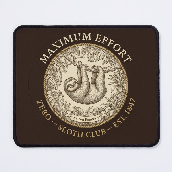 Item preview, Maximum Effort Zero Sloth Club Humor Badge designed and sold by CalmCapy Co.