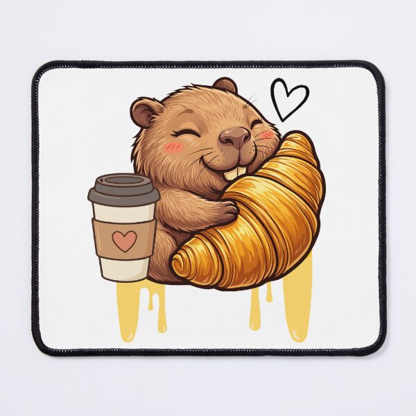 Item preview, Cute Capybara Croissant Coffee designed and sold by yuki-hana.