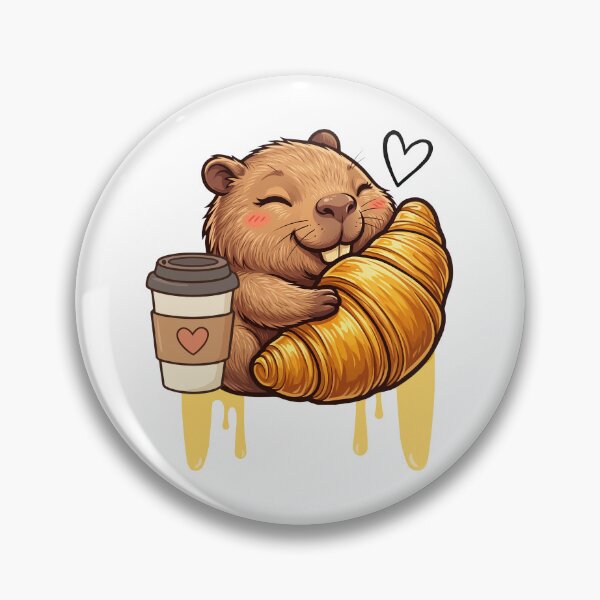 Item preview, Cute Capybara Croissant Coffee designed and sold by yuki-hana.
