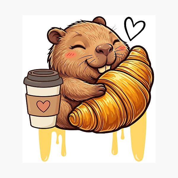 Item preview, Cute Capybara Croissant Coffee designed and sold by yuki-hana.