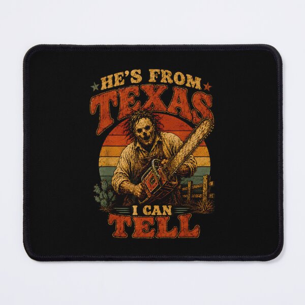 Item preview, Hes From Texas I Can Tell Chainsaw Horror Halloween Print designed and sold by DaveBevitt.