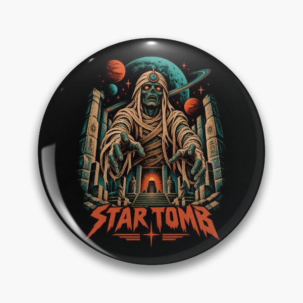 Item preview, Star Tomb Cosmic Mummy Graphic Illustration in Ominous Dark Teal and Red designed and sold by potseed21.