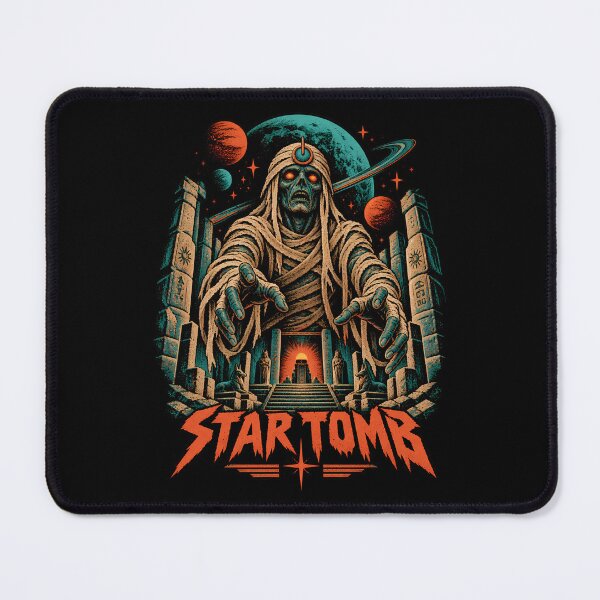 Item preview, Star Tomb Cosmic Mummy Graphic Illustration in Ominous Dark Teal and Red designed and sold by potseed21.