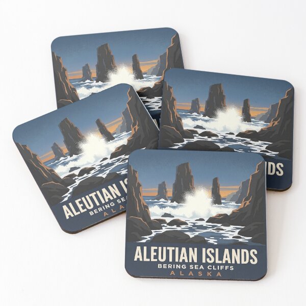 Item preview, Aleutian Islands Bering Sea Sea Stacks Alaska Sticker designed and sold by DetourDgn.