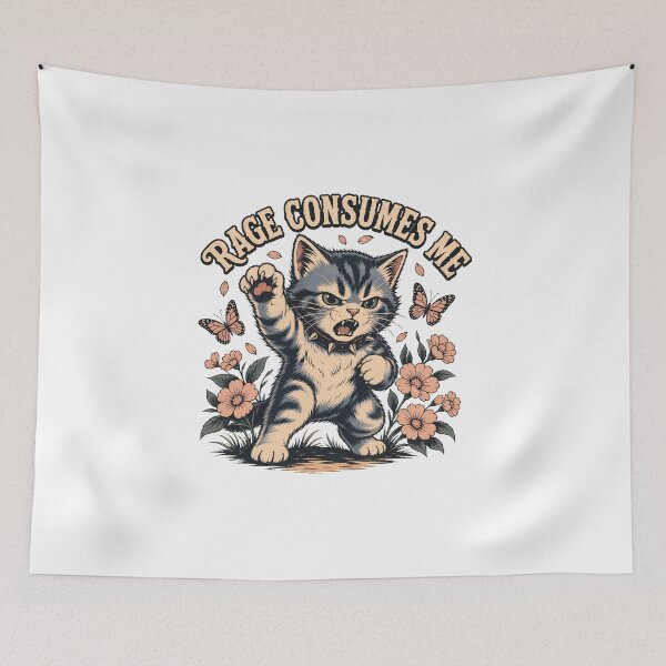 Item preview, Cute Kitten Rage Floral Art designed and sold by OlyvieArt.