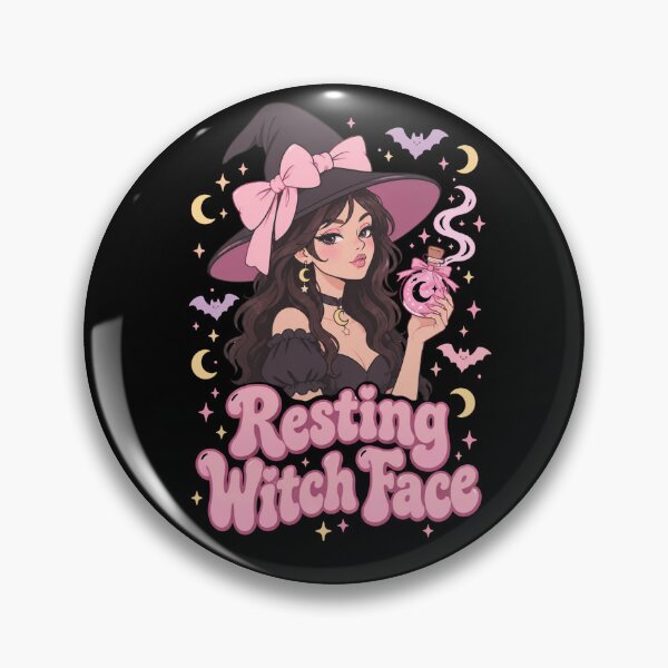 Item preview, Resting Witch Face Cute Pink Halloween Witch designed and sold by eNtyshop23.