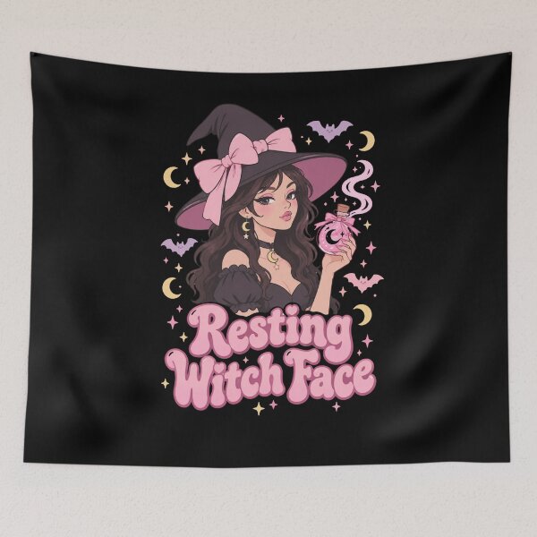 Item preview, Resting Witch Face Cute Pink Halloween Witch designed and sold by eNtyshop23.