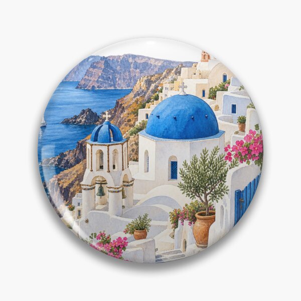 Item preview, Santorini Blue House coastal idyll designed and sold by LongIslandDesgn.