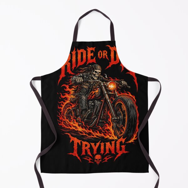 Item preview, Ride Or Die Trying Fierce Biker Skeleton Fire Motorcycle Halloween designed and sold by eNtyshop23.