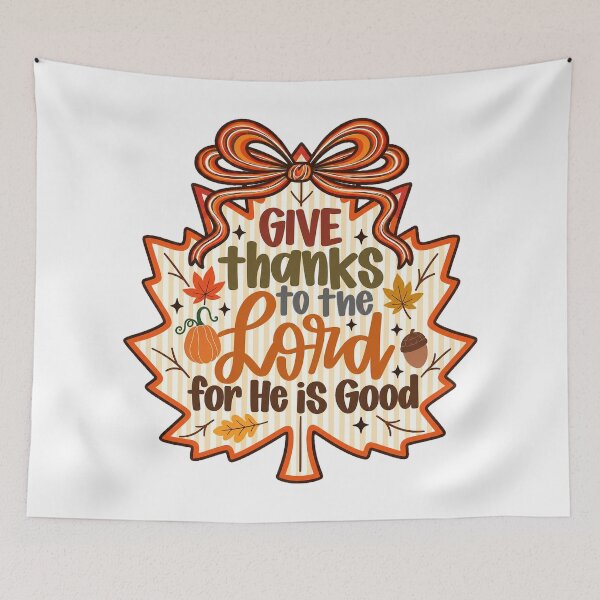 Item preview, Give Thanks To The Lord For He Is Good Thanksgiving Maple Leaf Graphic designed and sold by DYALEEZ-XCR.