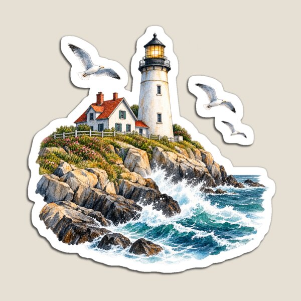 Item preview, Lighthouse on a rugged coast designed and sold by LongIslandDesgn.