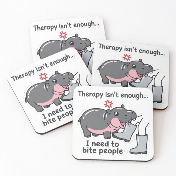 Item preview, Therapy Isn't Enough I Need To Bite People Funny Pygmy Hippo Moo Deng Meme Quote designed and sold by raedattia.