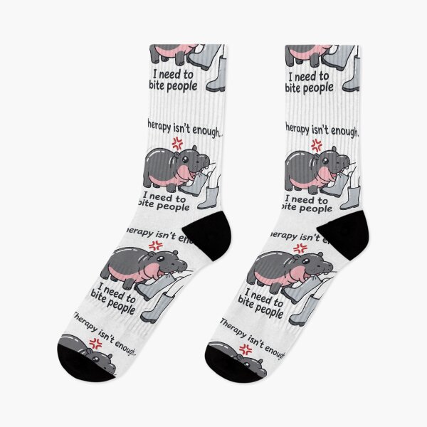 Item preview, Therapy Isn't Enough I Need To Bite People Funny Pygmy Hippo Moo Deng Meme Quote designed and sold by raedattia.