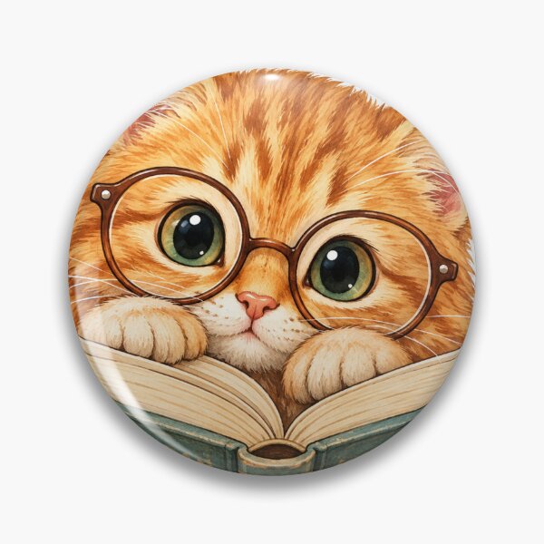 Item preview, Cozy Bookworm Cat Reading Sticker – Cute Ginger Cat with Glasses designed and sold by JAY187VK.