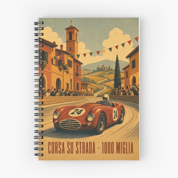 Item preview, Corsa su Strada 1000 Miles - Vintage 1950s Italian open-road endurance racing illustration designed and sold by MoonSkyArt.