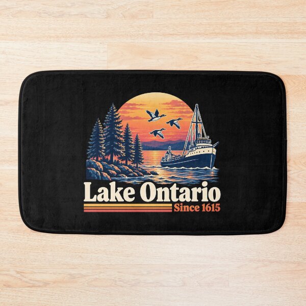 Item preview, Lake Ontario Since 1615 Vintage Sunset Boat Scene designed and sold by TorpStore.