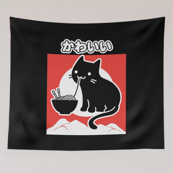 Item preview, Kawaii Cat Eating Ramen Japanese Aesthetic designed and sold by CHARLHNSON12.