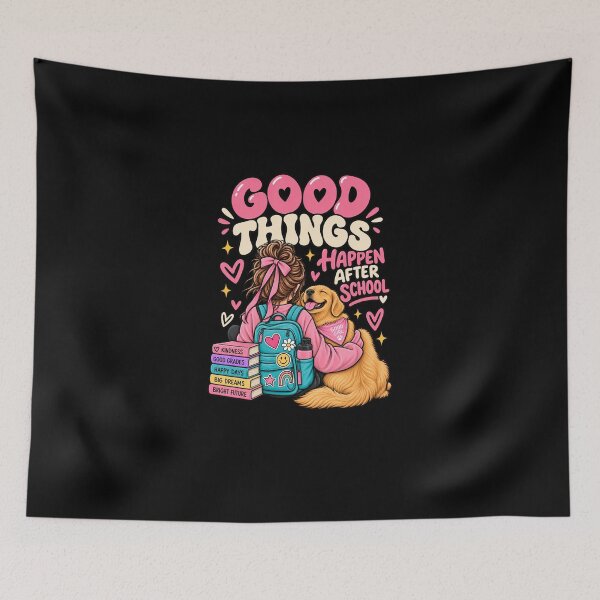 Item preview, Good Things Happen After School Golden Retriever Girl designed and sold by Ridaelb.