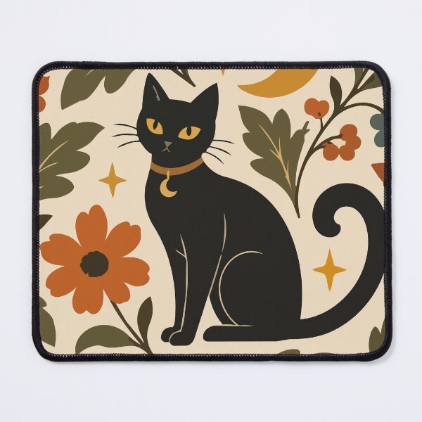 Item preview, Vintage Black Cat Halloween Floral Pattern designed and sold by ArtByBoya.