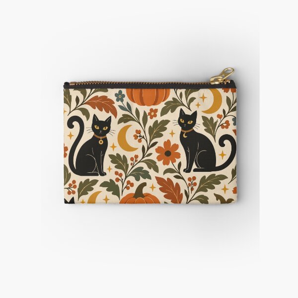 Item preview, Vintage Black Cat Halloween Floral Pattern designed and sold by ArtByBoya.