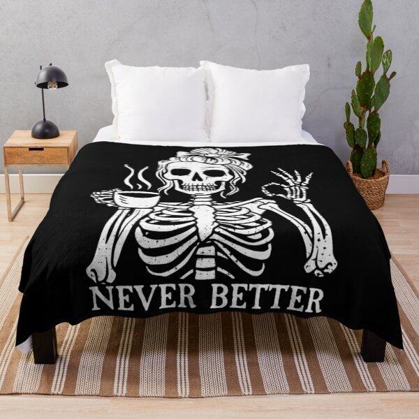 Item preview, Messy Bun Drinking Coffee for Women Never Better Skeleton designed and sold by KatieThomShop.