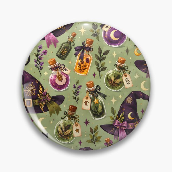 Item preview, Halloween Pattern: magic potions & witch hat designed and sold by DreamagineArtDesign.