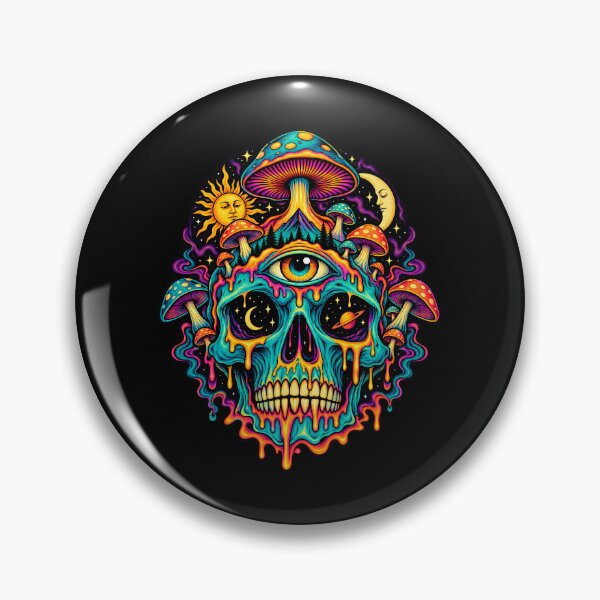 Item preview, Psychedelic Surreal Skull with Vibrant Mushrooms and Celestial Elements designed and sold by potseed21.