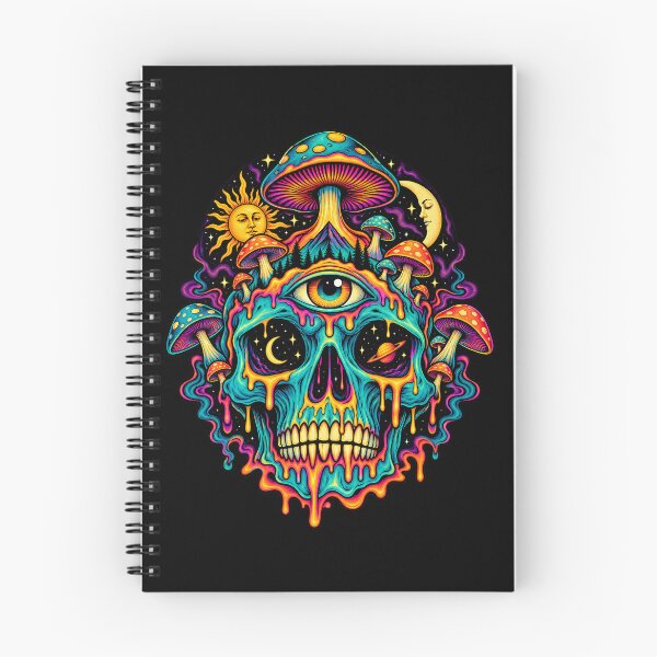 Item preview, Psychedelic Surreal Skull with Vibrant Mushrooms and Celestial Elements designed and sold by potseed21.