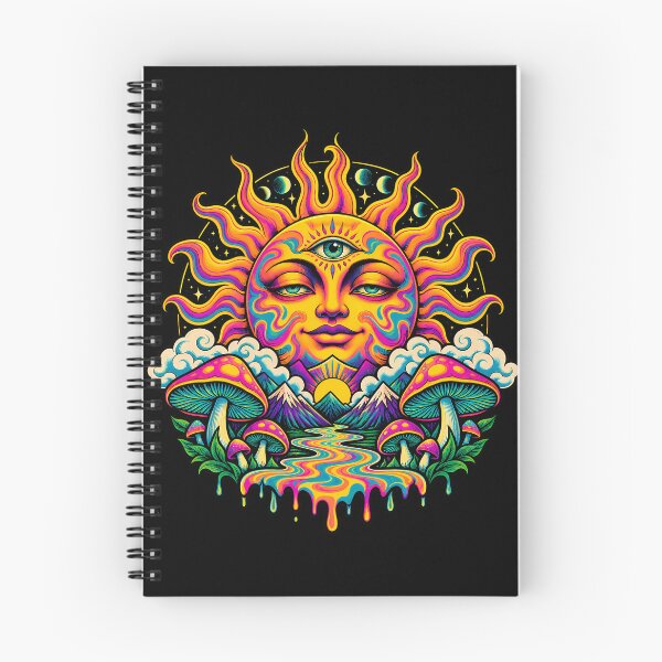 Item preview, Mystical Psychedelic Sun with All-Seeing Eye and Surreal Nature Landscape designed and sold by potseed21.