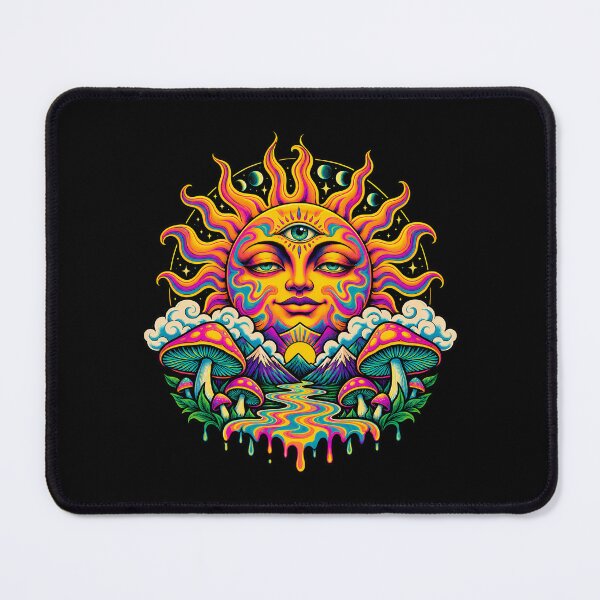 Item preview, Mystical Psychedelic Sun with All-Seeing Eye and Surreal Nature Landscape designed and sold by potseed21.
