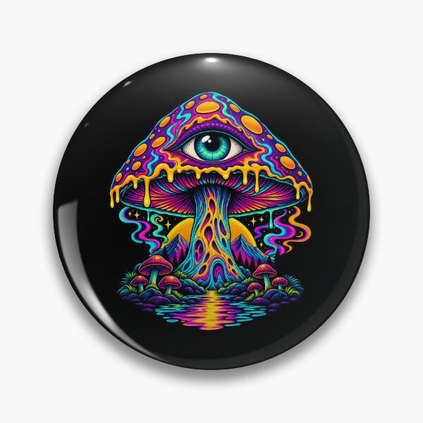 Item preview, Surreal Psychedelic Mushroom with All-Seeing Eye and Vibrant Neon Drips designed and sold by potseed21.