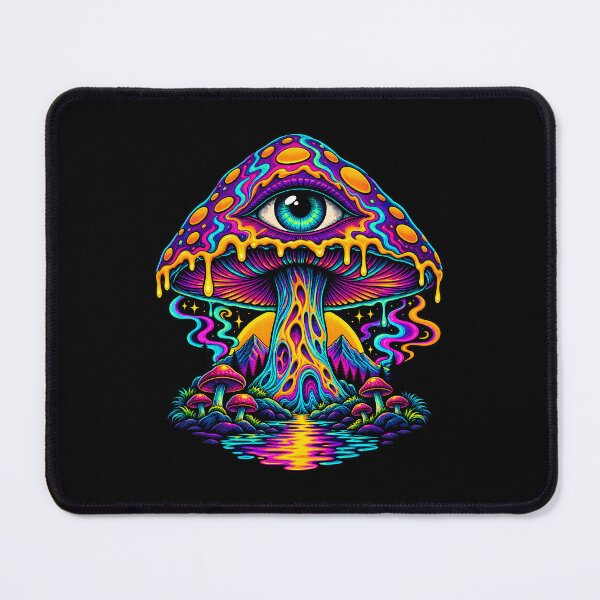Item preview, Surreal Psychedelic Mushroom with All-Seeing Eye and Vibrant Neon Drips designed and sold by potseed21.